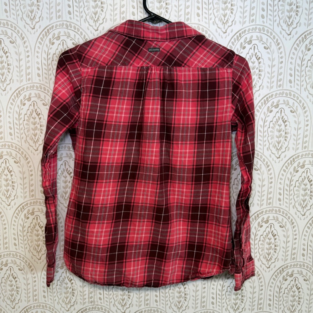 Columbia Women XS‎ Red Plaid Flannel Button Down Shirt Long Sleeve - Picture 2 of 8